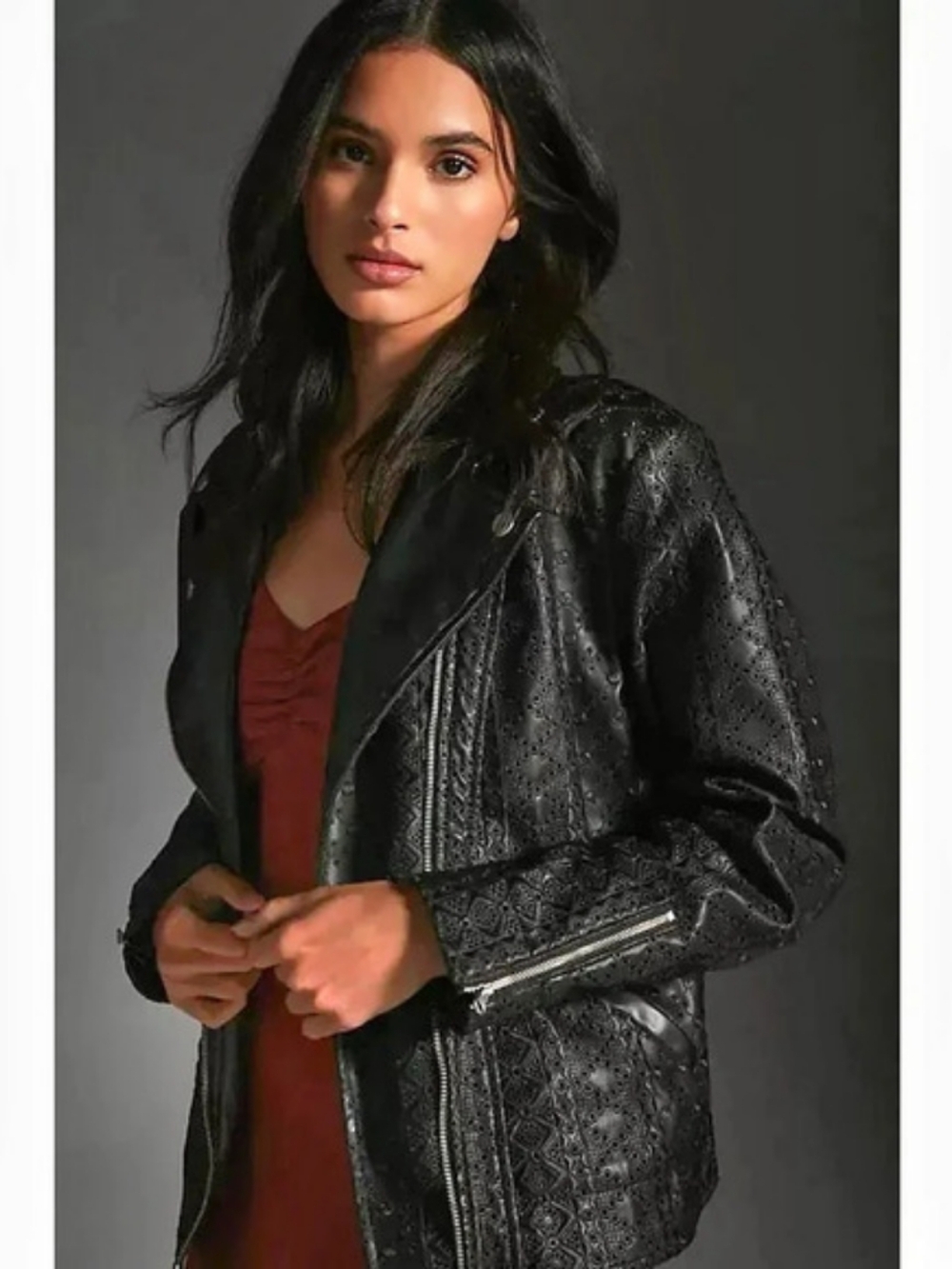 Anthropologie Moto Jacket Black Faux Leather Size Small NWT